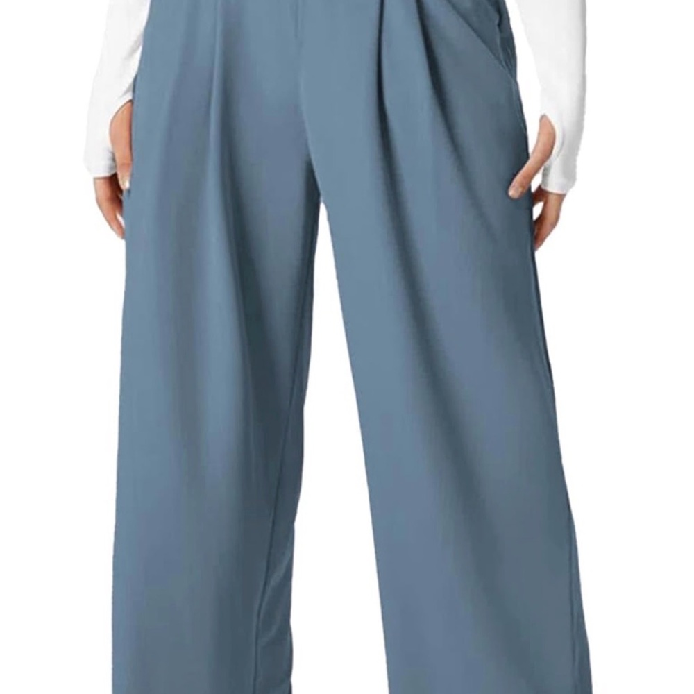 Elegant Slate Blue Wide-Leg Pants